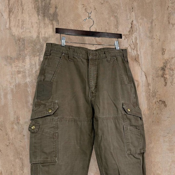 Vintage Carhartt Double Knees Carpenter Pants Hazel Brown Canvas Baggy Cargo 90s - Picture 4 of 7